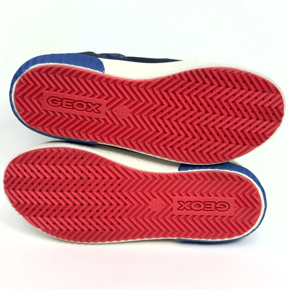 GEOX J ALONISSO B. H - Mesh+Suede Youth Boys‎ Shoes Navy/Fluo Yellow US 1/ EU 32